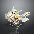 Futuristic Aerospace Vehicle With Transparent Cockpit And Gold And Silver Metallic Parts For Cosmic Exploration
