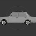 Vintage Classic White Sedan with Roof Rack and Retro Exterior Design
