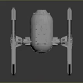 Futuristic TIE Fighter Spacecraft Model With Detailed Wing Structure And Engine