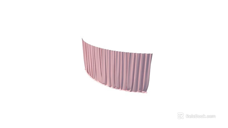 Beautiful Pink Curved Curtain With Soft Fabric For Elegant Room Decor 3d model 