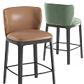 Modern Minimalist Bar Stools With Brown And Beige Velvet Seats And Black Metal Legs Design