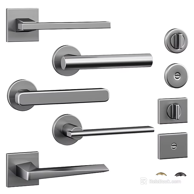 Modern Stainless Steel Door Handles And Lock Sets For Home Hardware Design 3d model 