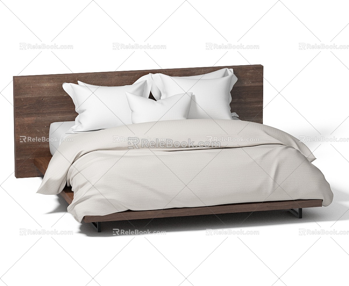 Atwood Log Double Bed Japanese Double Bed 3d model