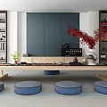 New Chinese Tea Table and Chair Desk Set 3d model