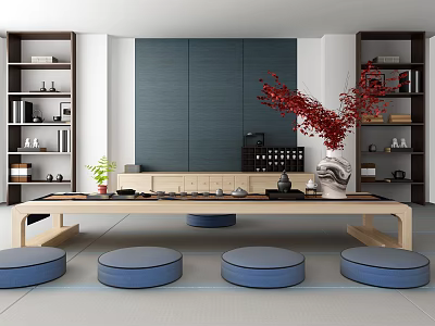 New Chinese Tea Table and Chair Desk Set 3d model
