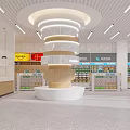Bright Modern Interior Space With Spiral Structure Large Windows Ceiling Lights And Green Plant Shelves