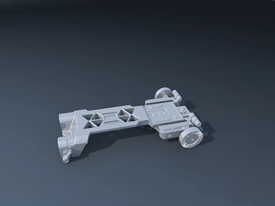 White Mechanical Structure Model With Wheels Frame And Chassis Design 3d model