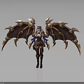 Steampunk Female Character In Detailed Outfit With Ornate Biomechanical Wings And Metallic Gears