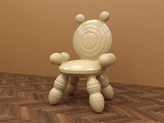 Single Chair Children's Chair Stool Cute Casual Chair Seat Cream Style 3d model