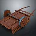 Vintage Wooden Handcart With Large Wheels Classic Structure And Retro Design