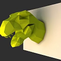 Green Low Poly Dinosaur Head Sculpture Wall Mounted On White Panel 3d model
