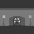 Silver Sports Car Parked In Modern Garage With Lighting And Interior Setup