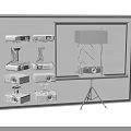 Projection Monitoring System Featuring Multiple Projectors Lifting Stand And Projection Screen