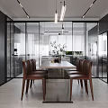 Modern Kitchen Interior With Marble Island Dark Cabinets Glass Doors And Appliances