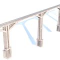 Concrete Viaduct Road Infrastructure with Multiple Support Piers and Bridge Design 3d model