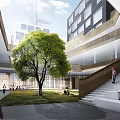 Modern style primary and secondary schools with playground education building 3d model