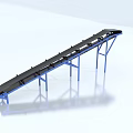 Industrial Conveyor Belt Equipment With Blue Frame And Black Conveyor System