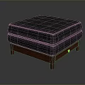 Square Dark Textured Upholstered Footstool With Stylish Wooden Legs Modern Design