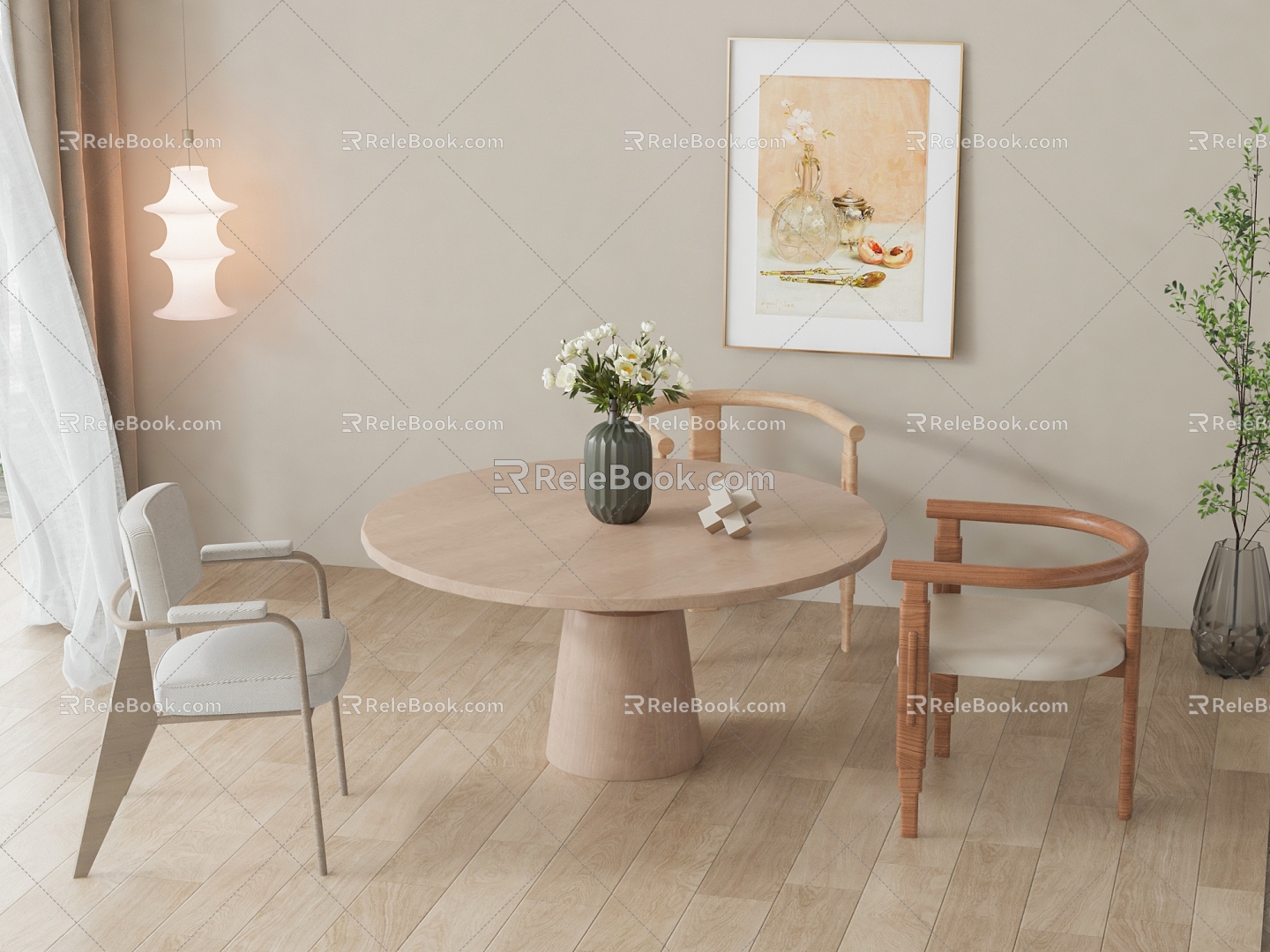 Nordic leisure table and chair combination negotiation table and chair combination 3d model