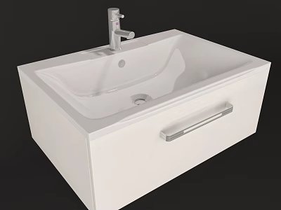 Modern White Bathroom Vanity With Silver Faucet And Drawer Handle 3d model