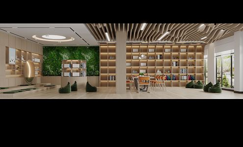 Modern Book Bar Reading Leisure Area Book Bar 3d model