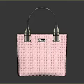 Fashionable Pink Handbag With Woven Texture And Black Handles For Everyday Use