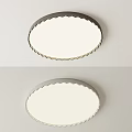 Modern Round Ceiling Light with Wavy Edge and White Lampshade Design 3d model