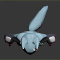 Anthropomorphic Blue Wolf Like Creature With Red Eyes Yellow Chest Marking And Pink Claws