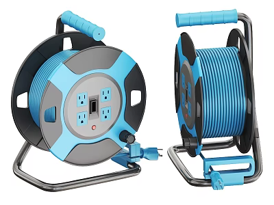 Heavy Duty Industrial Equipment Cable Reel With Portable Design And Power Outlets 3d model