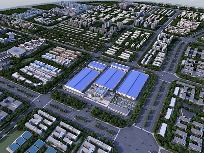 Modern Industrial Park Industrial Park Aerial View model