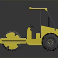 Yellow Road Roller Functional Vehicle With Yellow Canopy Large Roller Drum And Black Wheels