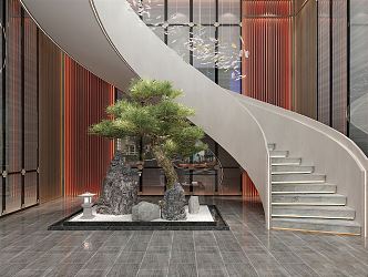 New Chinese-style revolving staircase 3d model