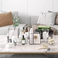 Stylish Modern Bathroom Accessories with Body Wash Bottles Metal Rack Bath Brush and Cotton Balls