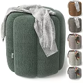 Soft Plush Sofa Stool In Green Brown Gray With Decorative Towel And Stylish Design