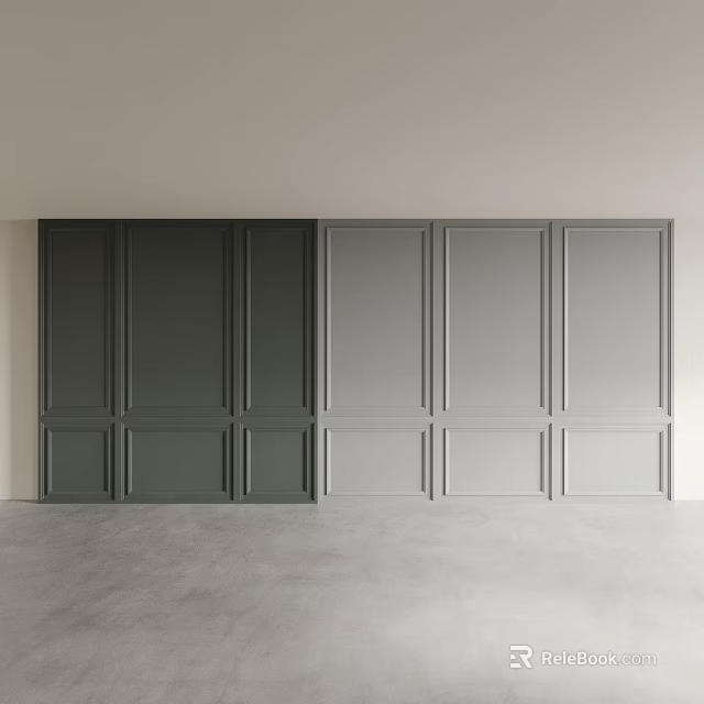 Modern Two Tone Green And Gray Wall Paneling Interior Design Ideas 3d model