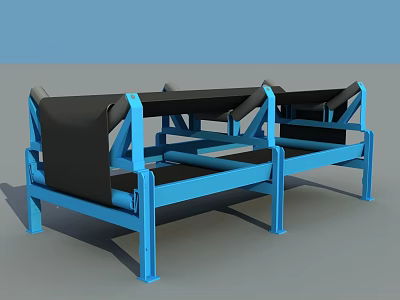 Heavy Duty Industrial Equipment With Blue Metal Frame And Black Conveyor Belts 3d model