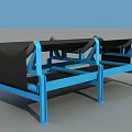 Heavy Duty Industrial Equipment With Blue Metal Frame And Black Conveyor Belts