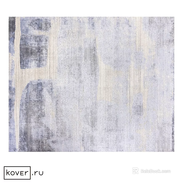 Modern Blue Gray Square Area Rug With Abstract Pattern And Soft Texture 3d model 