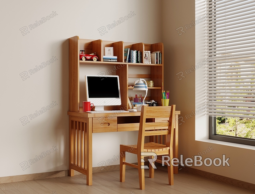 Modern Children's Desk and Chair Children's Computer Desk and Chair Ornaments model