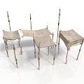 Handcrafted Rustic Furniture Stools With Wooden Sticks And Fabric Seats