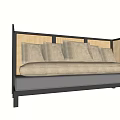 Modern Sectional Sofa With Woven Backrest Light Cushions And Dark Frame 3d model