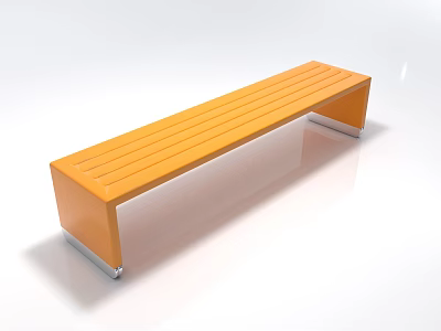 Modern Orange Ottoman With Long Design And Metal Legs For Home Decor 3d model