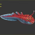 Vibrant 3D Modeled Red And Blue Fish With Spiky Fins Large Eyes Sharp Teeth