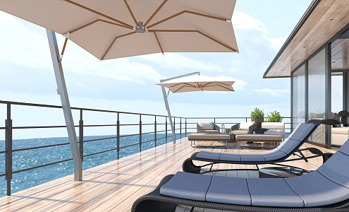 Modern Sea View Hotel Sea View Room 3d model