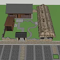Rural Landscape With Tiled Roof Gatehouse Stone Walls Cobblestone Path And Surrounding Trees