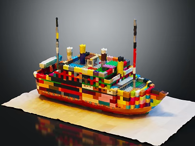 Colorful Building Blocks Ship Model With Vibrant Bricks And Detailed Creative Structure 3d model