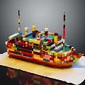 Colorful Building Blocks Ship Model With Vibrant Bricks And Detailed Creative Structure 3d model