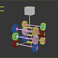 Stacked Car Tires Forming Geometric Structure With Metallic Frame And Reflective Base 3d model