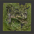 Ancient Castle Ruins With Broken Stone Walls And Green Vegetation Surrounding