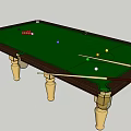 Professional Billiard Table With Green Felt Surface Balls Wooden Frame Brass Legs And Cues